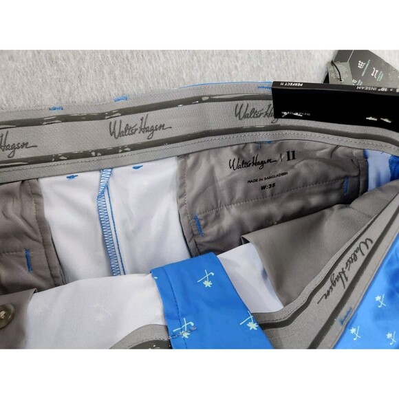 Walter Hagen Men Flat Front Performance 11 Golf Shorts Blue Palms SZ 35 MSRP $70 - Picture 5 of 9